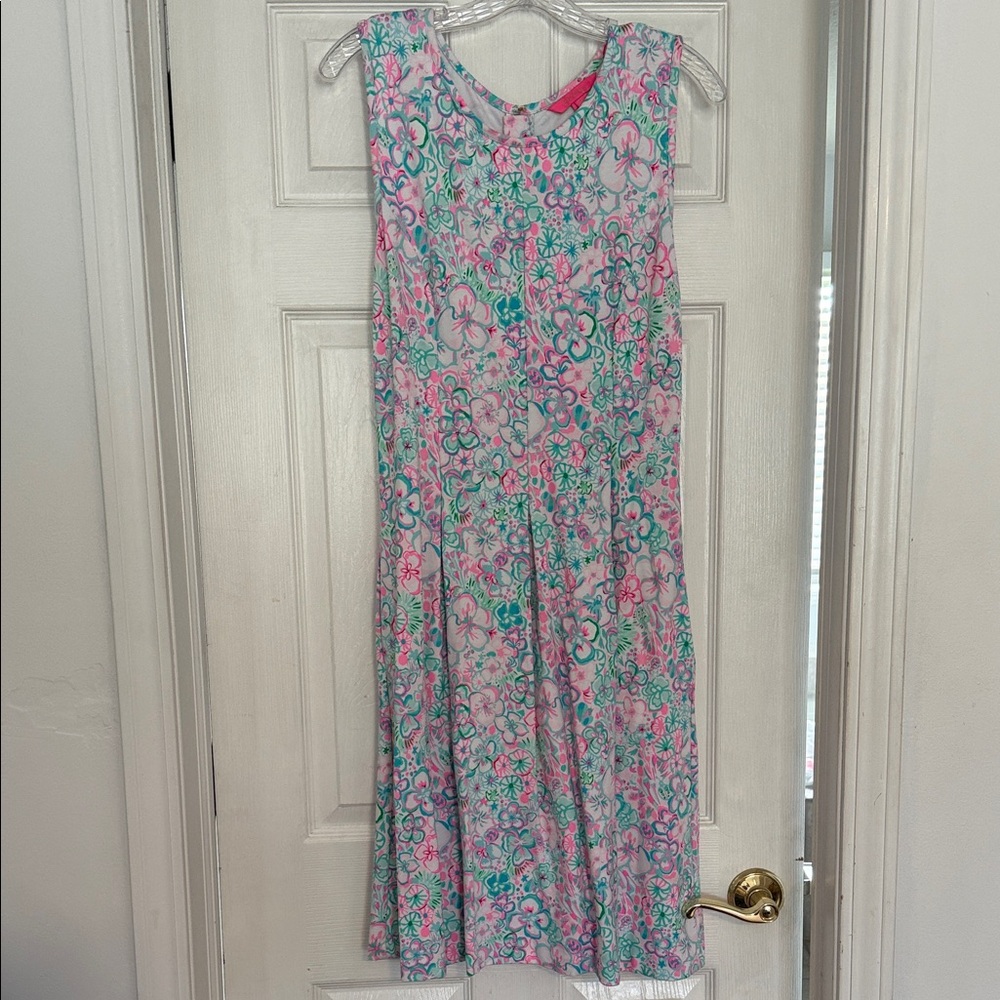 Lilly Pulitzer Pink and Green Floral Midi Dress